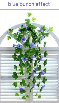 Simulation Plant, Melbourne Cup decor, Morning Glory, hanging basket blooms, Wall Hanging plant, faux plant elegance