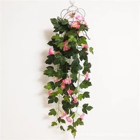 Simulation Plant, Melbourne Cup decor, Morning Glory, hanging basket blooms, Wall Hanging plant, faux plant elegance
