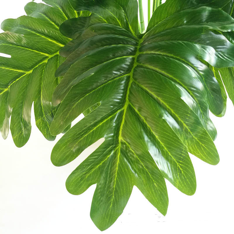 Simulation of Iron Tree Palm, Sky Anemone, fern leaves, faux plant, potted elegance
