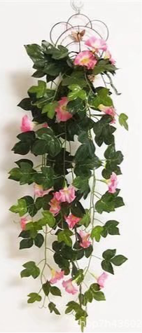 Simulation Plant, Melbourne Cup decor, Morning Glory, hanging basket blooms, Wall Hanging plant, faux plant elegance