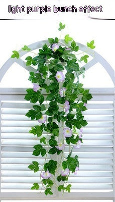 Simulation Plant, Melbourne Cup decor, Morning Glory, hanging basket blooms, Wall Hanging plant, faux plant elegance