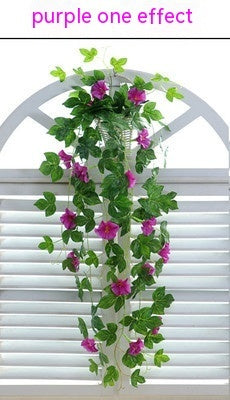 Simulation Plant, Melbourne Cup decor, Morning Glory, hanging basket blooms, Wall Hanging plant, faux plant elegance