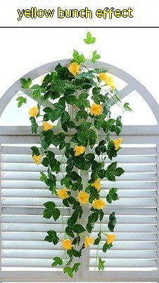 Simulation Plant, Melbourne Cup decor, Morning Glory, hanging basket blooms, Wall Hanging plant, faux plant elegance