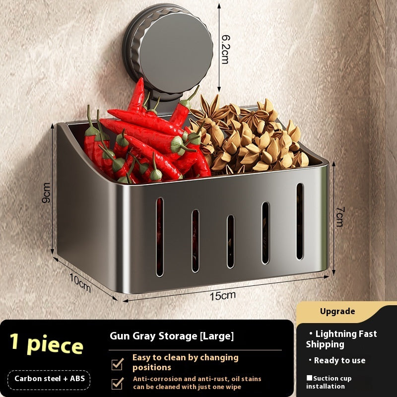 Onion, Ginger and Garlic Storage Box Wall-mounted Suction Cup Storage Rack, smart storage, tidy kitchen, clear benches