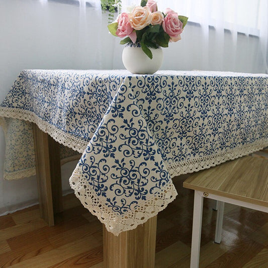 Classic cotton linen tablecloth, timeless patterns