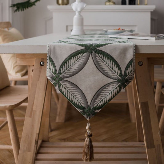 Table Runner Modern Leaf Jacquard