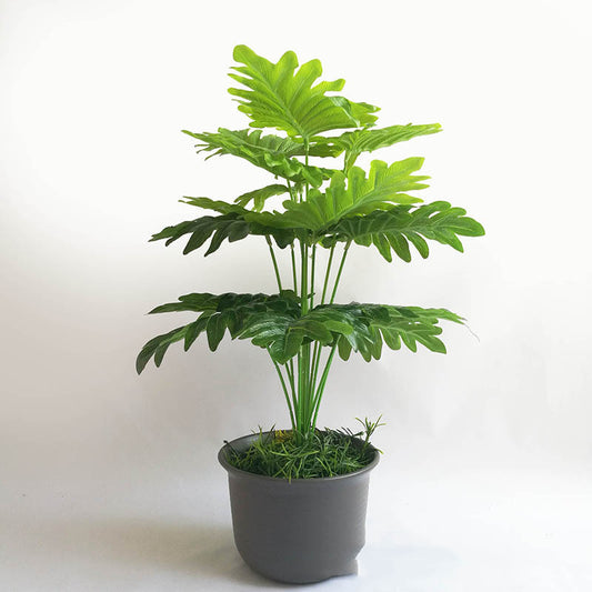 Simulation of Iron Tree Palm, Sky Anemone, fern leaves,  faux plant, potted elegance
