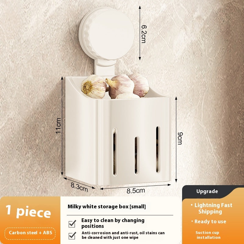 Onion, Ginger and Garlic Storage Box Wall-mounted Suction Cup Storage Rack, smart storage, tidy kitchen, clear benches