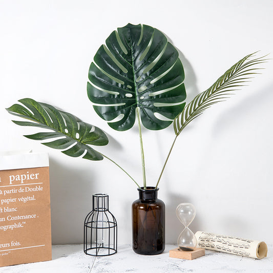 Faux green plant leaves, elegant decor, elephant ears plant, Creative vases, Turtle shell shape leaves, single leaf