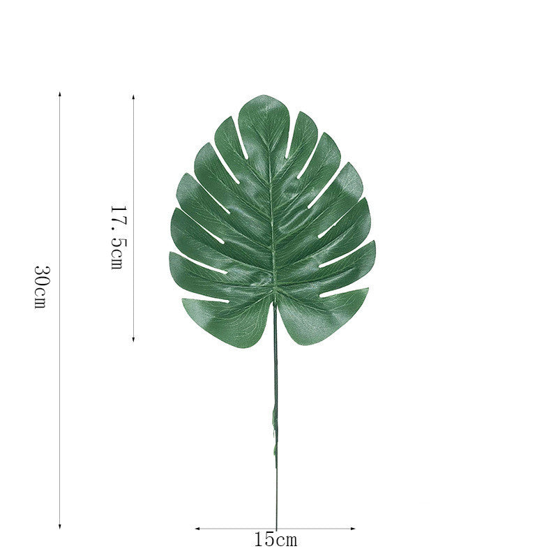 Faux green plant leaves, elegant decor, elephant ears plant, Creative vases, Turtle shell shape leaves, single leaf