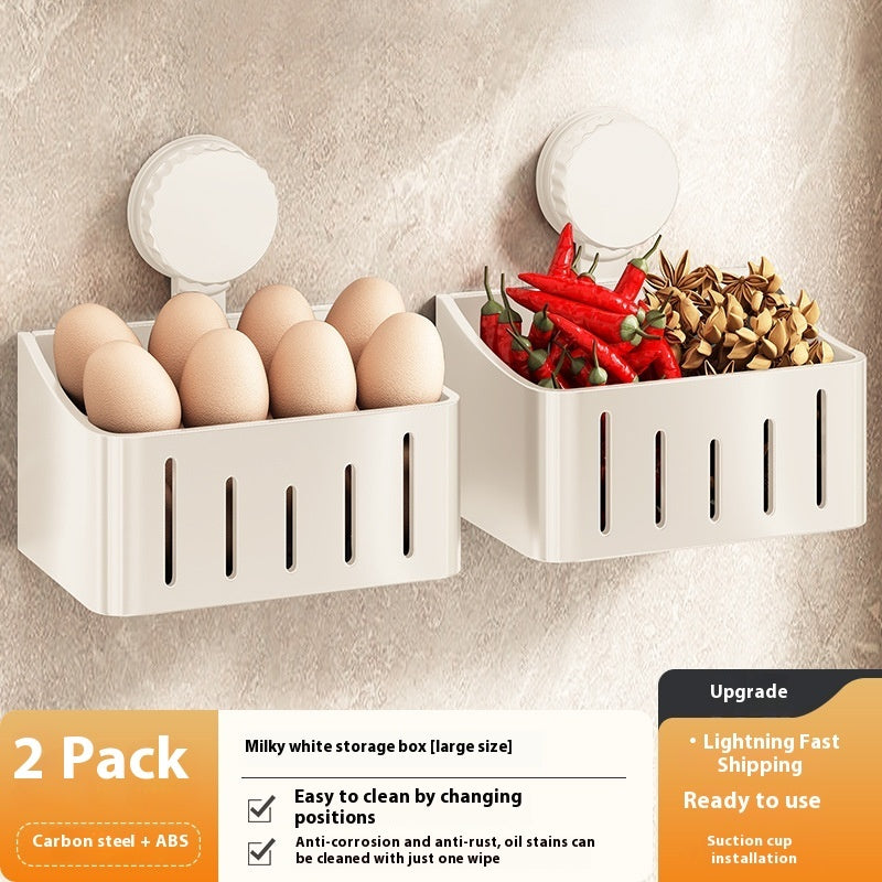 Onion, Ginger and Garlic Storage Box Wall-mounted Suction Cup Storage Rack, smart storage, tidy kitchen, clear benches