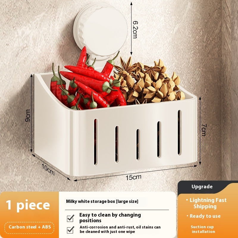 Onion, Ginger and Garlic Storage Box Wall-mounted Suction Cup Storage Rack, smart storage, tidy kitchen, clear benches
