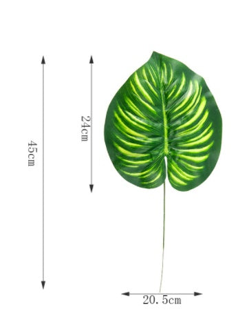 Faux green plant leaves, elegant decor, elephant ears plant, Creative vases, Turtle shell shape leaves, single leaf