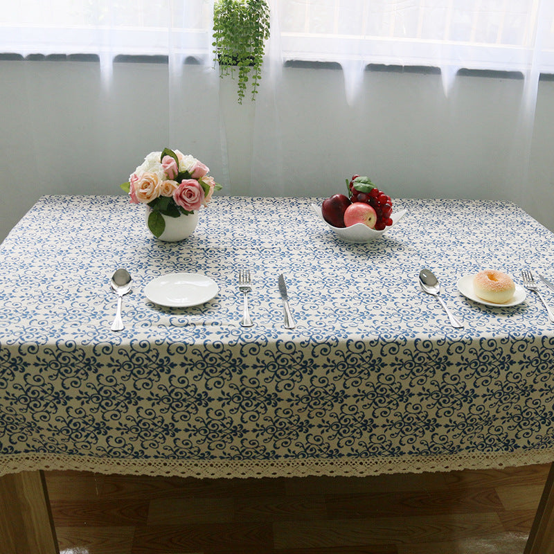 Classic cotton linen tablecloth, timeless patterns