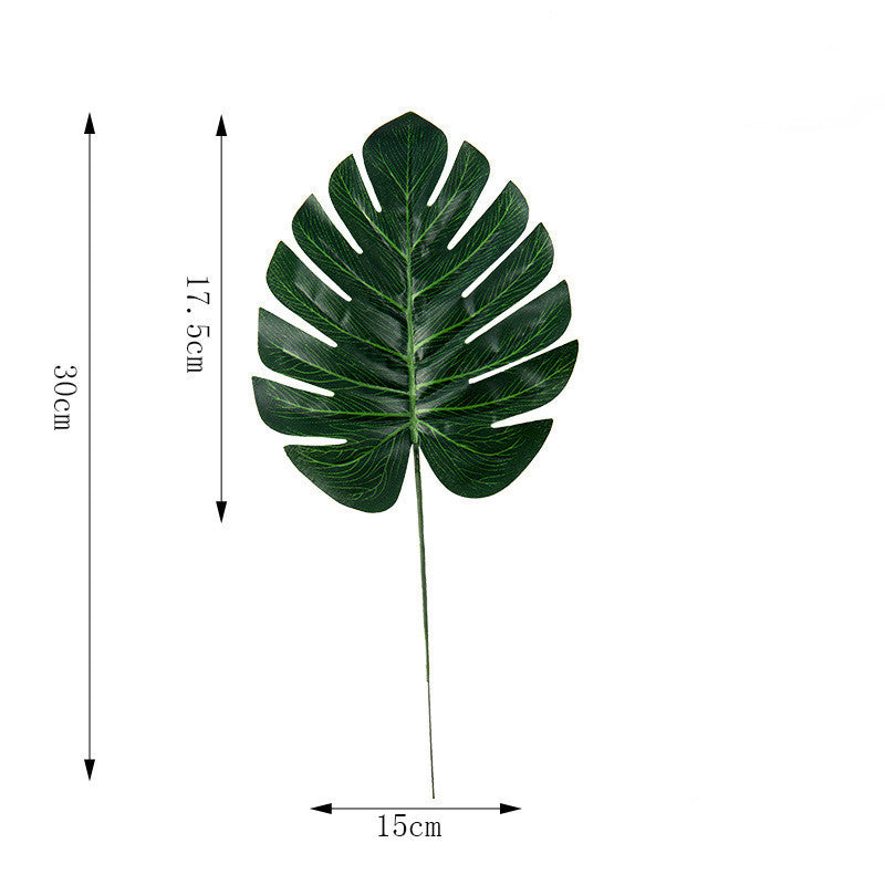 Faux green plant leaves, elegant decor, elephant ears plant, Creative vases, Turtle shell shape leaves, single leaf