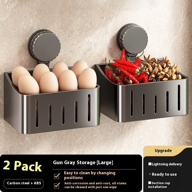 Onion, Ginger and Garlic Storage Box Wall-mounted Suction Cup Storage Rack, smart storage, tidy kitchen, clear benches