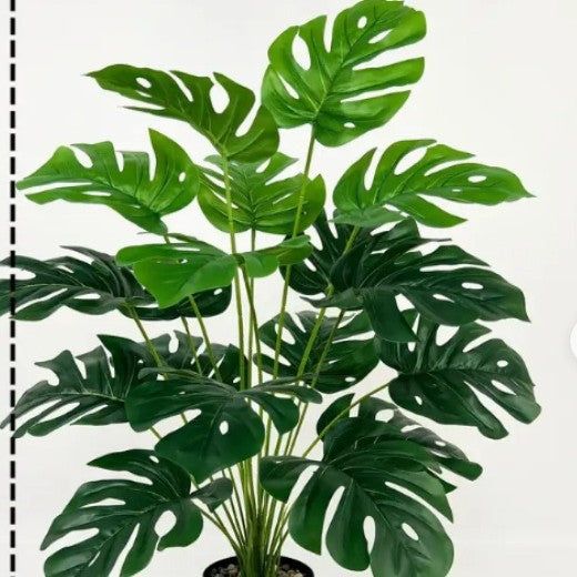 Simulation lush plant 12-24 leaves, tall faux plant, indoor garden, variegated leaves