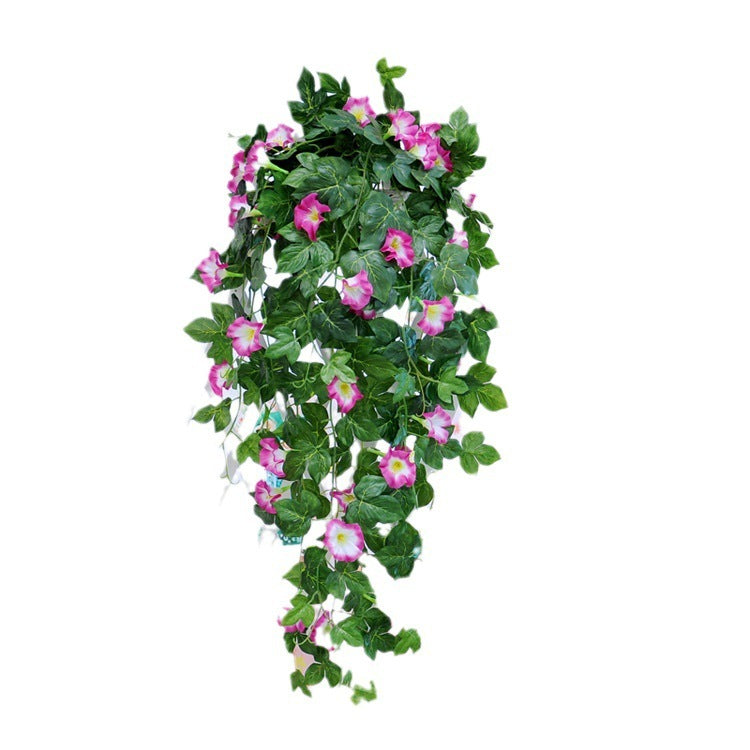 Simulation Plant, Melbourne Cup decor, Morning Glory, hanging basket blooms, Wall Hanging plant, faux plant elegance