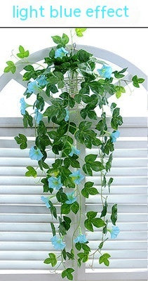Simulation Plant, Melbourne Cup decor, Morning Glory, hanging basket blooms, Wall Hanging plant, faux plant elegance