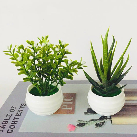 Faux plant, desk decor, Green makes me happy, Office Desktop, bathroom plant, Trinket pot plant