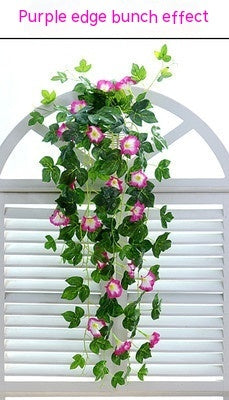 Simulation Plant, Melbourne Cup decor, Morning Glory, hanging basket blooms, Wall Hanging plant, faux plant elegance